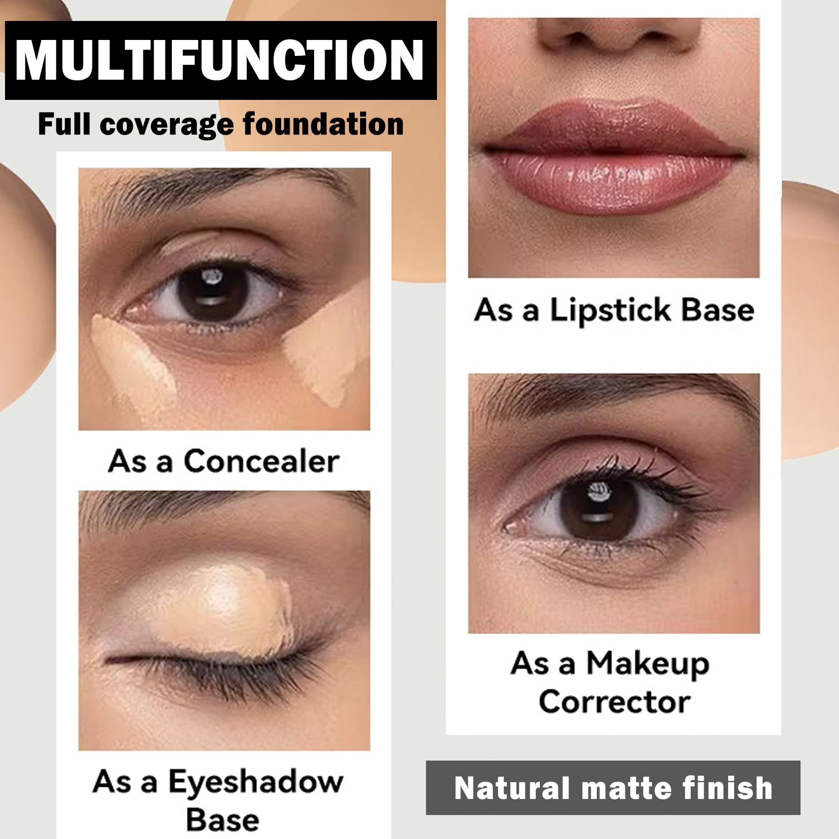 Full Coverage Concealer & Liquid Foundation for Mature Skin - Oil Control, Matte Finish, Waterproof Makeup (Shade 02 Natural) | Perfect for Daily Wear, Special Occasions & Professional Makeup Looks