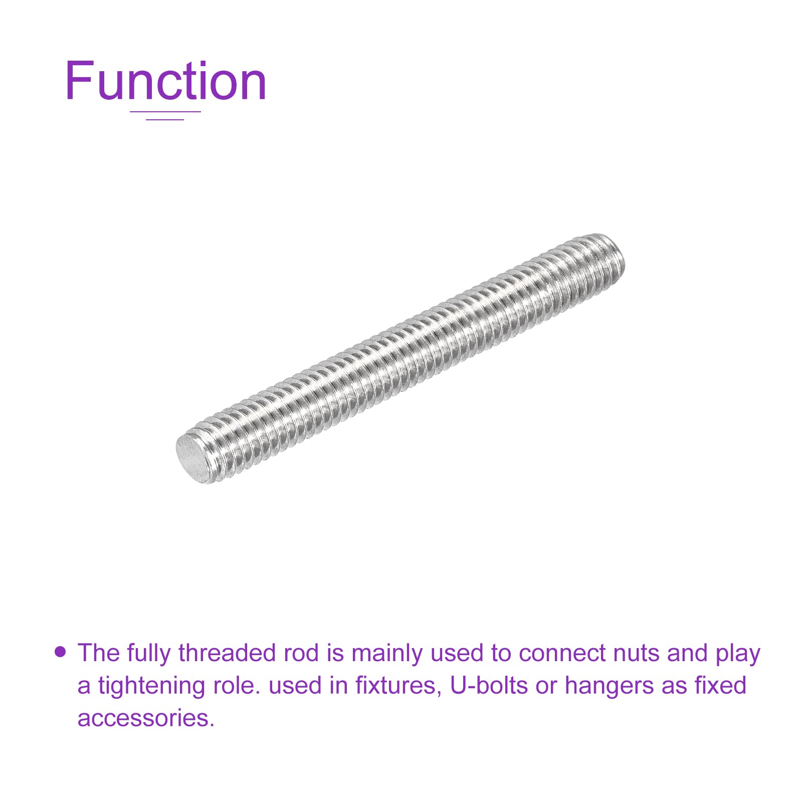 DMiotech 20Pack M6x50mm 304 Stainless Steel Threaded Rods - for DIY, Construction & Repair