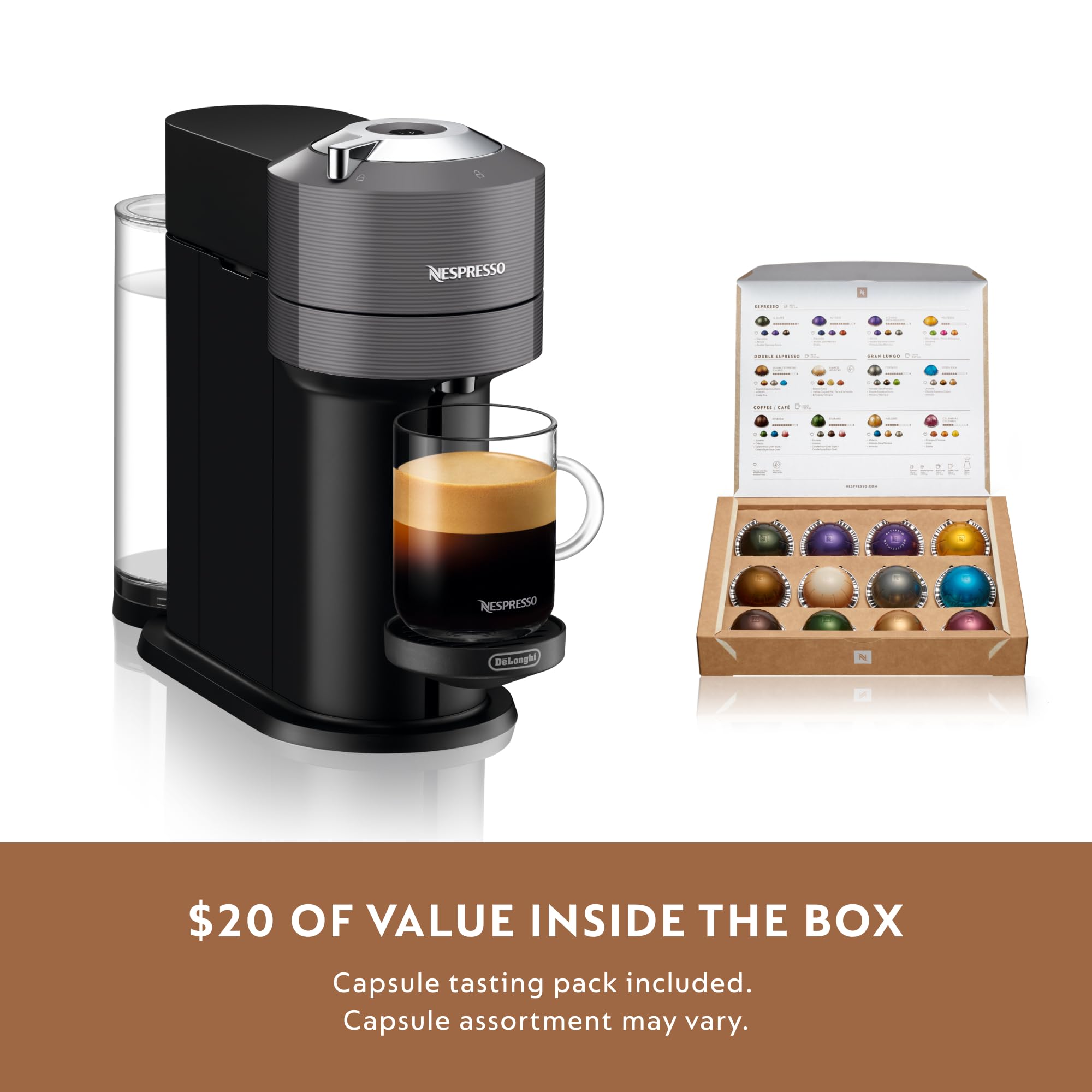 Nespresso Vertuo Next Coffee and Espresso Machine - Single Serve Pod Brewer, Dark Gray | Perfect for Home, Office & Gifts