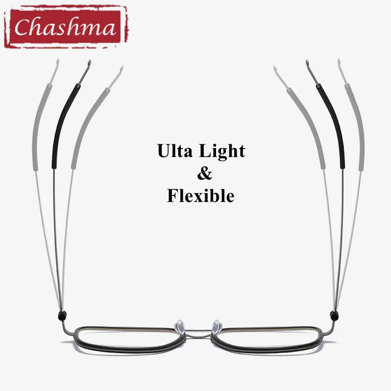 Unisex Titanium Square Full Rim Double Bridge Eyeglasses 49911 – Lightweight & Durable for Reading, Work, and Everyday Use