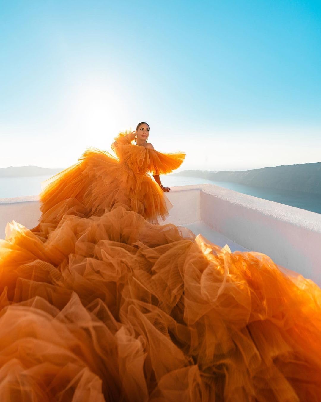 Flying Dress for Photoshoots - Custom Flowy Net Dress for Beach, Sunset & Maternity Photography | Elegant Flying Dress for Women