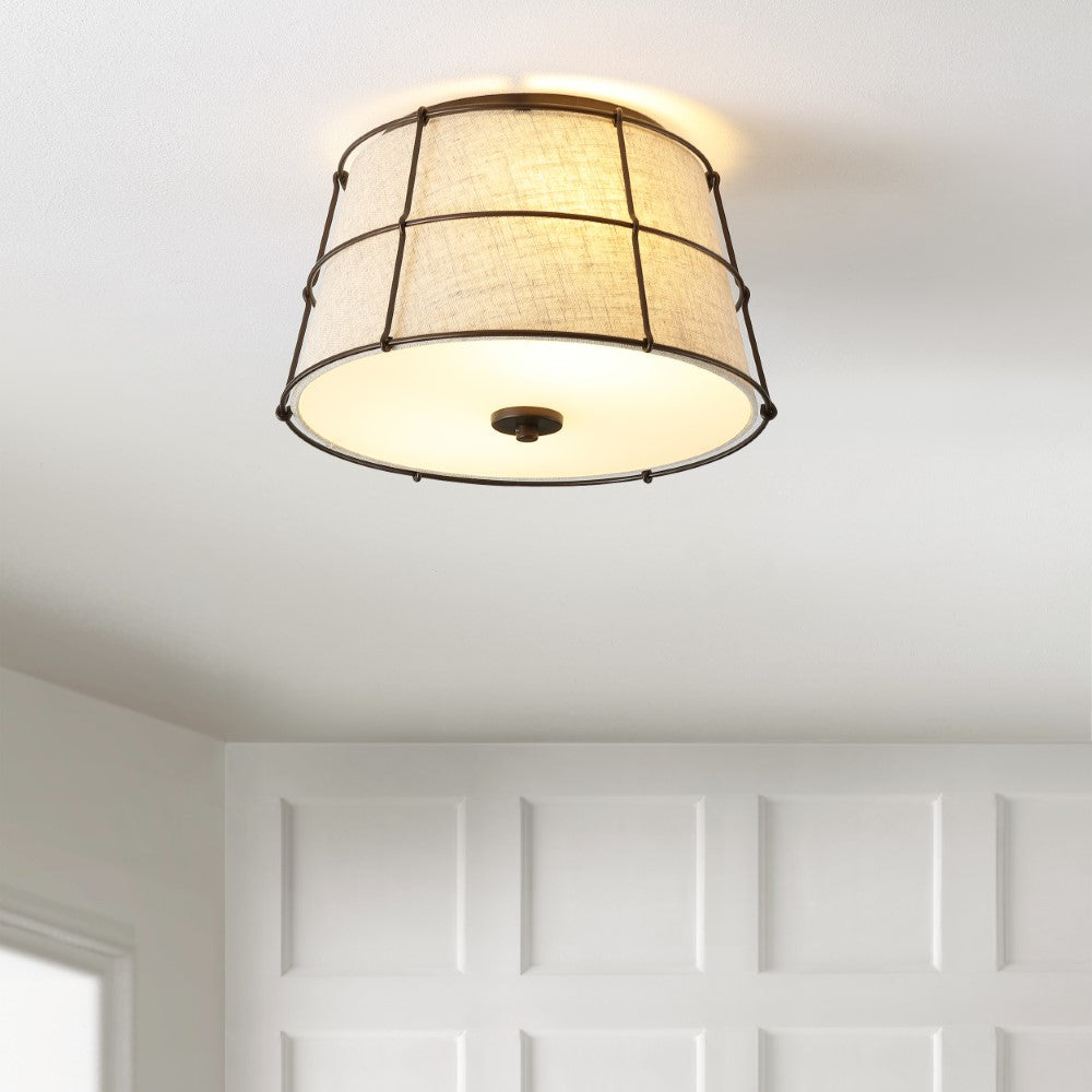 Silas Rustic Farmhouse LED Flush Mount Ceiling Light - Dimmable Modern Fixture for Kitchen, Dining Room & Bedroom Lighting