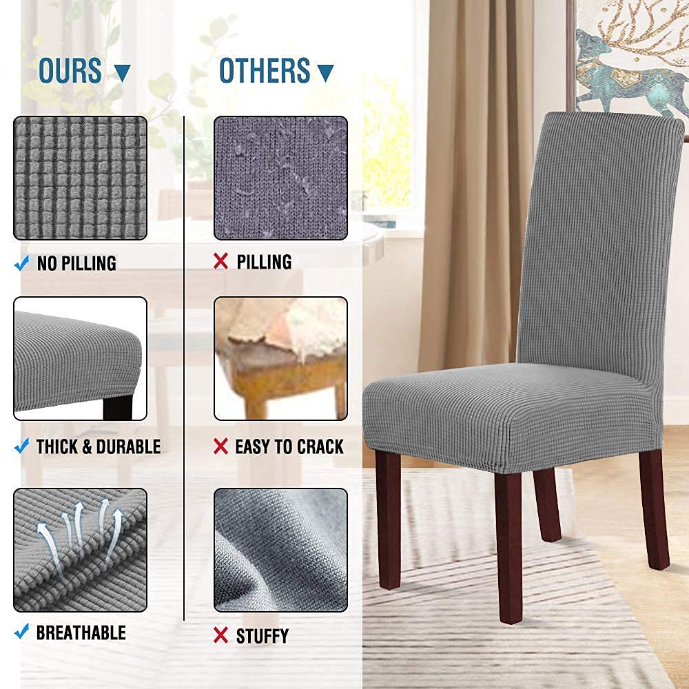 H.VERSAILTEX Stretch Recliner Slipcovers - 4-Piece Set for Dining Room Chairs, Soft Dove Gray Fabric - Perfect for Home, Office, and Restaurant Furniture Protection