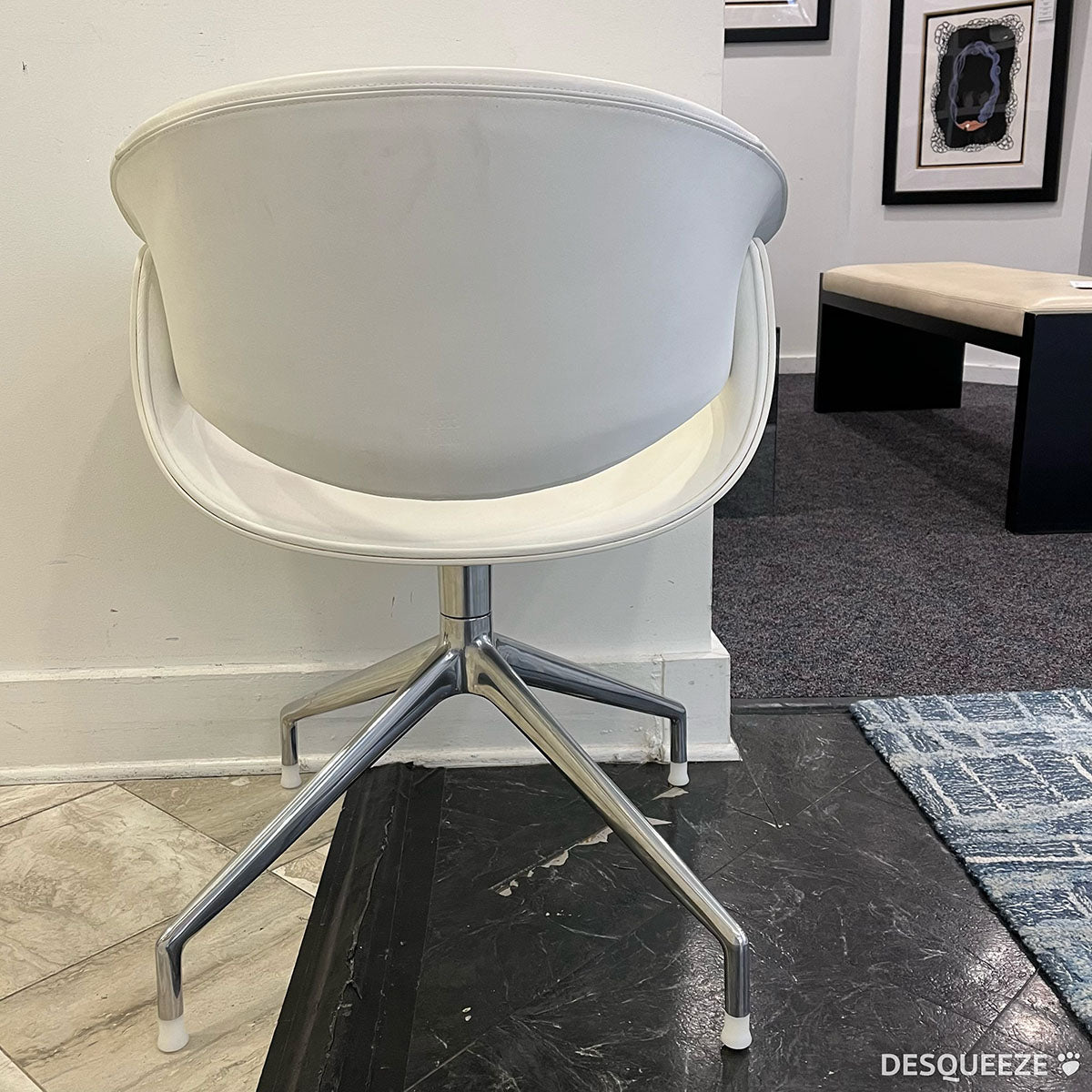 Set of 6 White Leather Dining Chairs - Modern PU Leather Upholstered Side Chairs for Kitchen, Dining Room, Restaurant & Office - Comfortable & Stylish Seating Solution