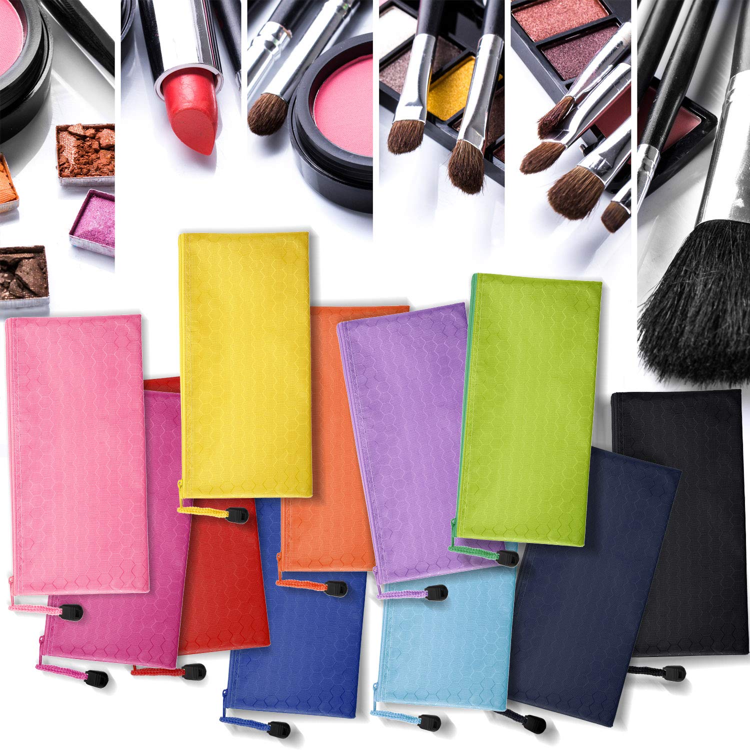 JOVITEC 12-Piece Waterproof Zipper Pencil Pouch Set - Multi-Purpose Cosmetic Makeup Bag, Office School Supplies Organizer & Travel Accessories Storage - Perfect for Students, Professionals & Travelers