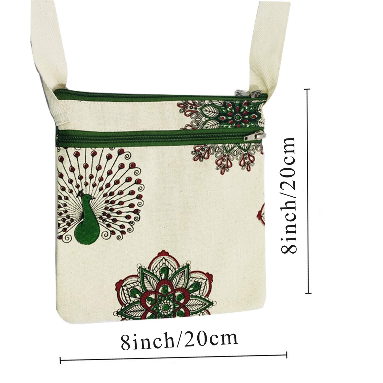 Greencraft Women's Cotton Crossbody Sling Bag - 8x8 Inch Small Shoulder Purse for Travel, Shopping & Daily Use