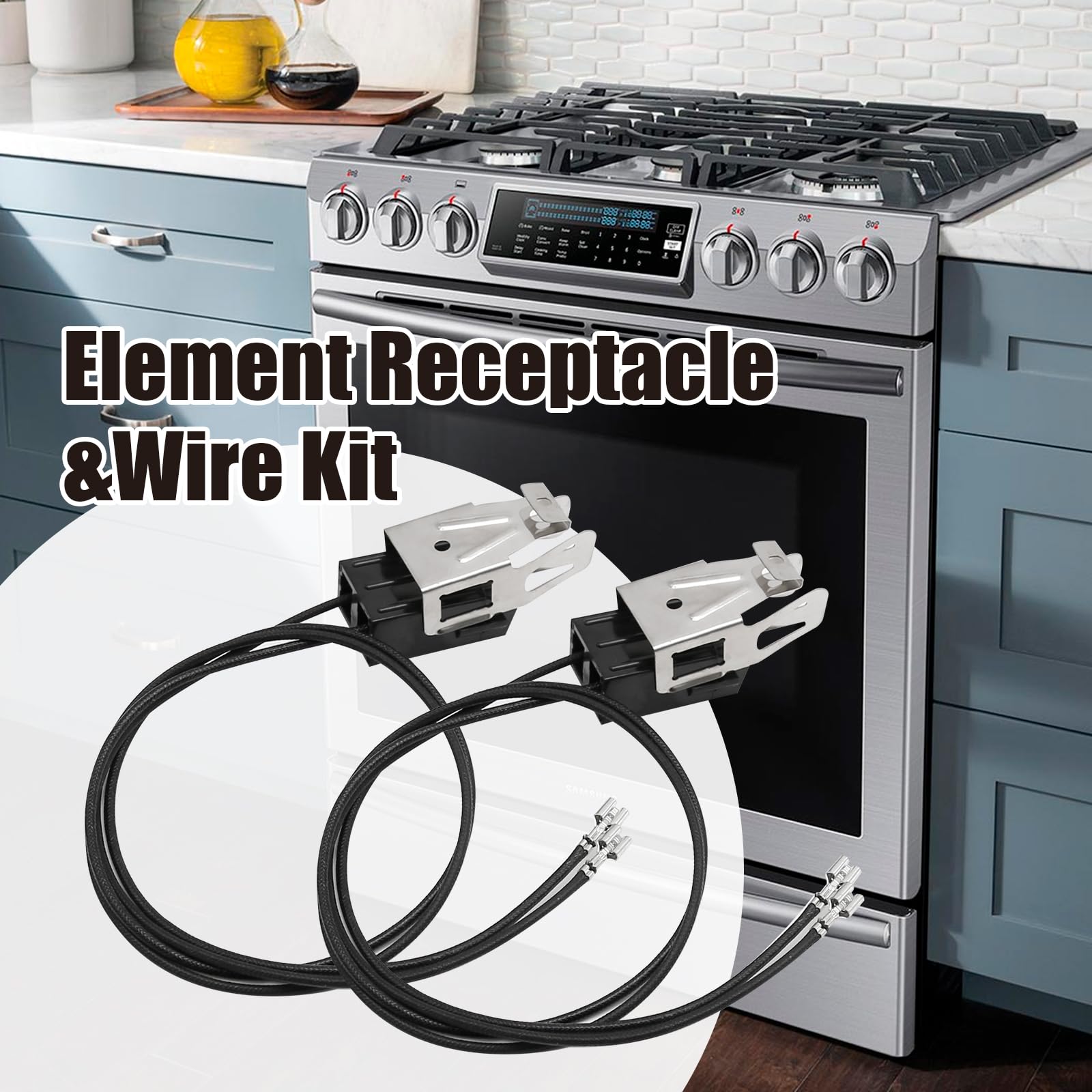 GE Electric Range Burner Receptacle and Wire Kit Replacement - Compatible with WB2X8228, AP2013499, PS242972 - Perfect for GE Stove Repair & Maintenance