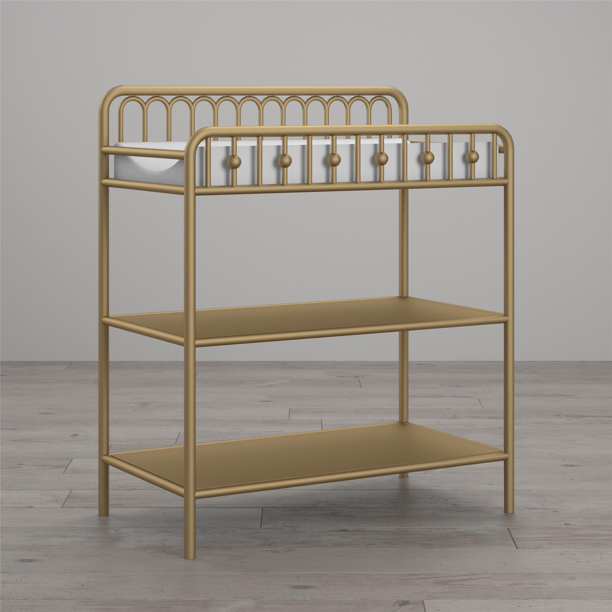 Little Seeds Monarch Hill Ivy Metal Changing Table - Gold Finish | Sturdy & Safe Baby Changing Station for Nursery, Bedroom, or Daycare | Perfect for Diaper Changes & Baby Care Essentials Storage