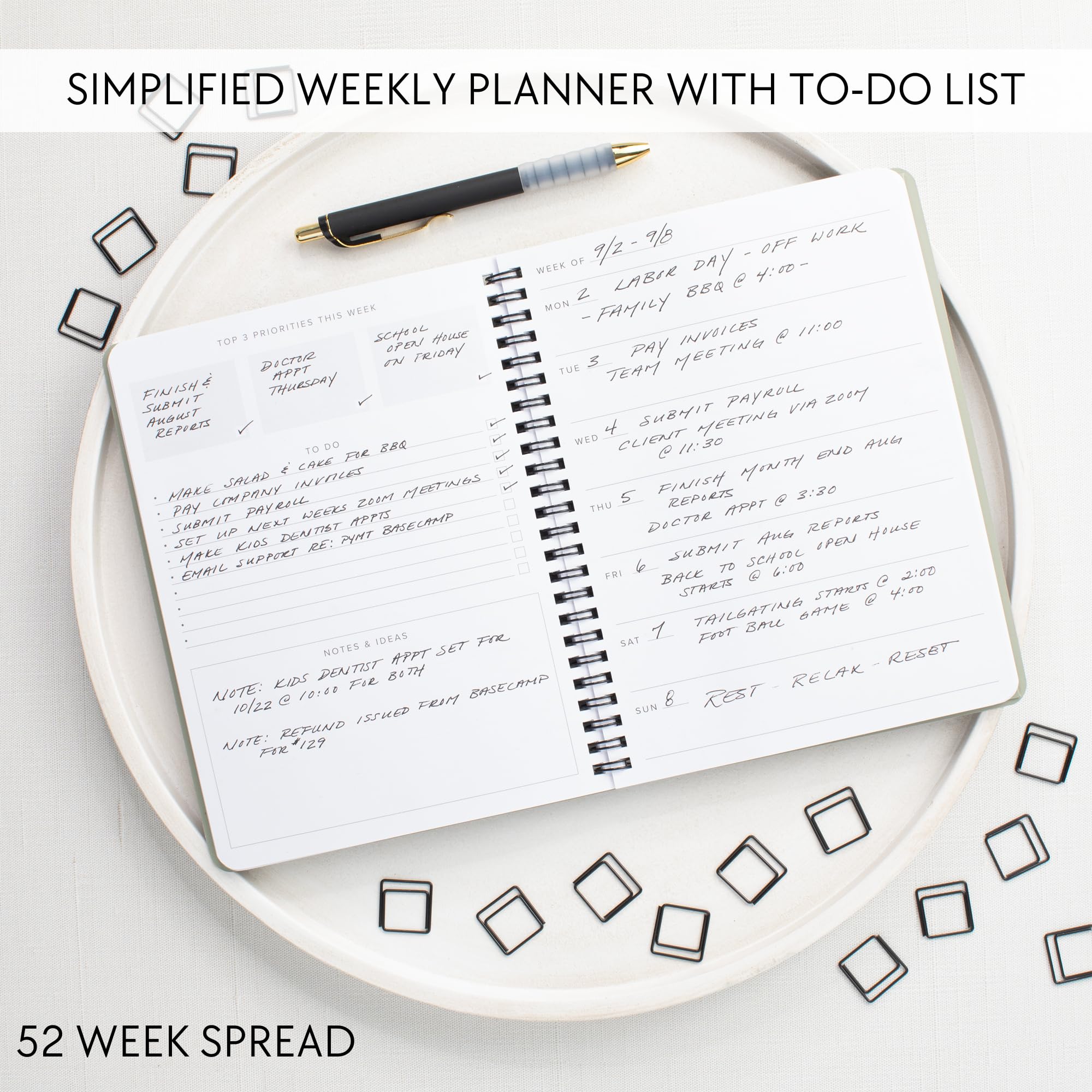 Premium Daily & Weekly Planner Notebook - Organize Tasks, Boost Productivity for School, Work & College - Stylish Office Supplies for Women - Perfect for Scheduling, Goal Setting & Time Management