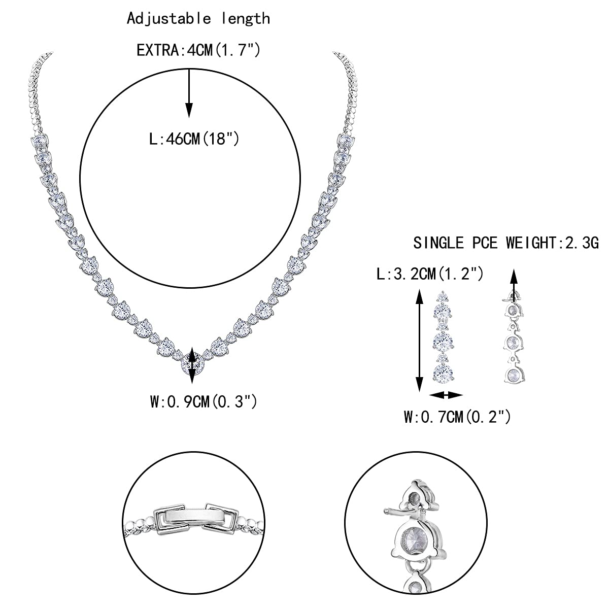 EVER FAITH Women's Sparkling Wedding Jewelry Set - Round Cubic Zirconia CZ Necklace & Earrings Bridal Accessories for Bride, Bridesmaid, Anniversary & Formal Events