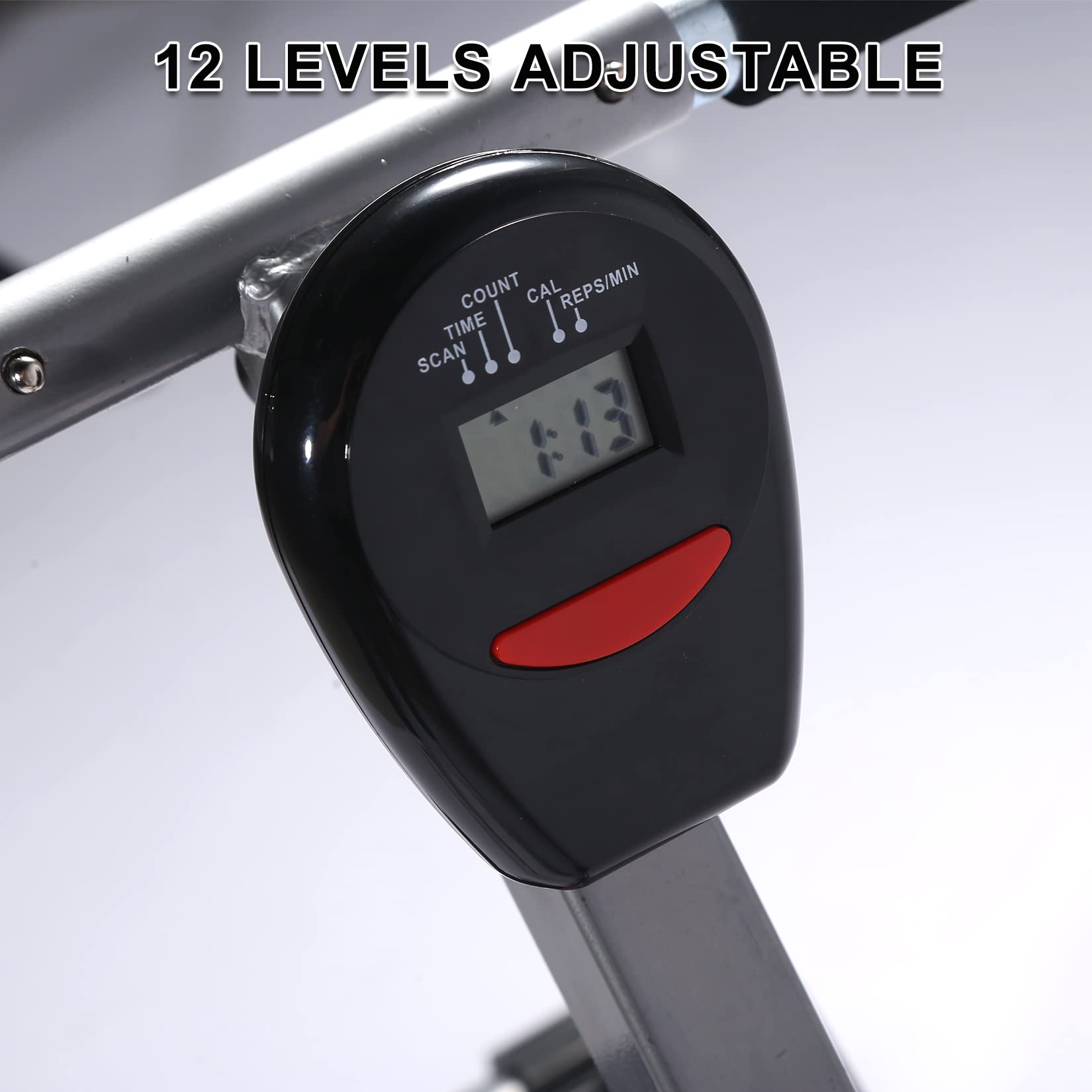 YSSOA Magnetic Rowing Machine for Home Gym - 12-Level Adjustable Resistance Rower Ergometer with Digital Monitor, 260 lbs Weight Capacity (Black) - Perfect for Cardio Workouts, Full-Body Training & Indoor Fitness
