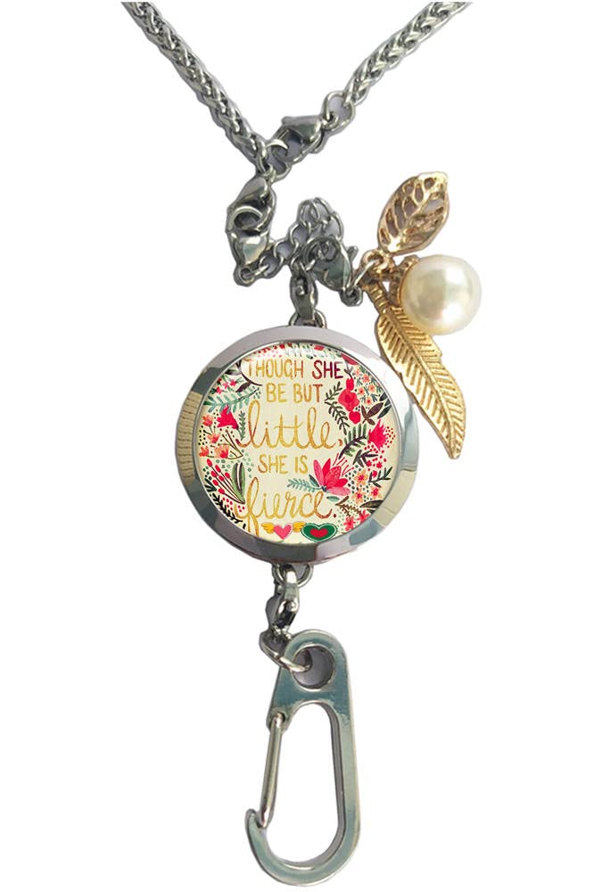 RhyNSky Aromatherapy Essential Oil Diffuser Locket - Thoughtful Jewelry Pendant for ID Badge Holder, Lanyard Necklace, Bracelet & Keychain with Chain & Pads (Style C1217) - Perfect for Aromatherapy, Office Wear & Gift Giving