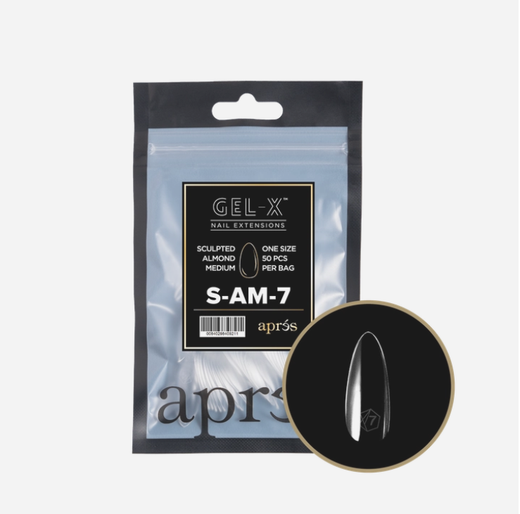 Apres Gel X Refill Tips 2.0 (50pcs) - Sculpted Medium Almond Nail Extensions for Professional & DIY Gel Manicures | Perfect for Salon, Home Use & Special Occasions