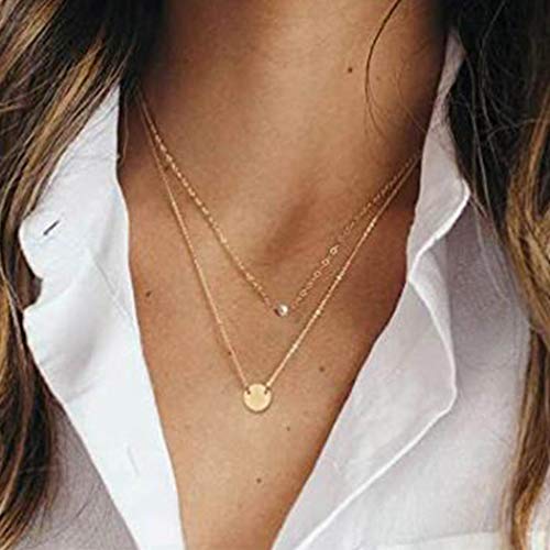 Gemily Vintage Layered Coin Pendant Choker Necklace - Gold Pearl Necklace with Sequin Details, Dainty Jewelry for Women & Girls | Perfect for Parties, Date Nights & Everyday Wear