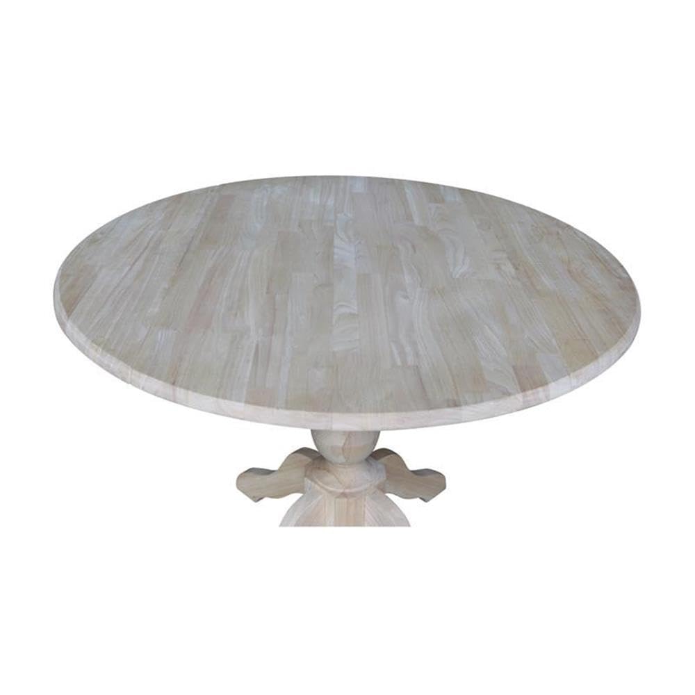 IC International Concepts 42-Inch Round Dual Drop Leaf Pedestal Dining Table - 30.3-Inch Height, Unfinished Wood, Ready to Stain or Paint - Perfect for Kitchens, Breakfast Nooks & Small Space Dining Rooms