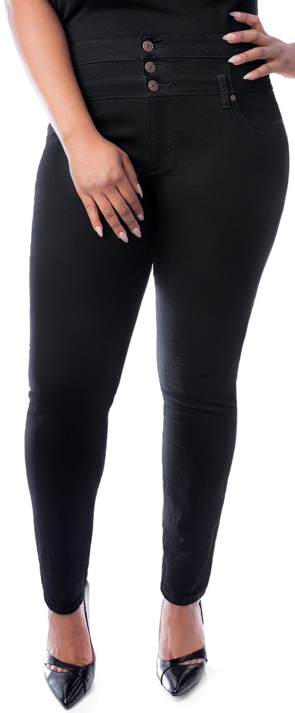 Jack David Women's Plus Size High Waisted Stretchy Skinny Jeans - Black & Blue Denim Pants for Casual Wear & Everyday Comfort