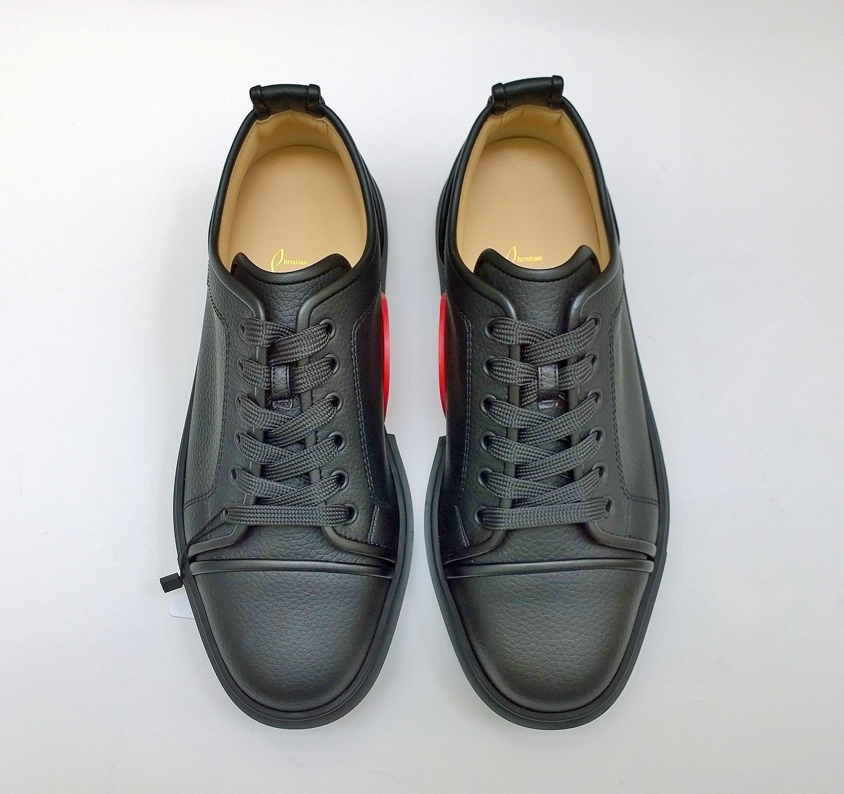 Christian Louboutin Adolon Junior Faux Leather Black Sneakers - Vegan Ethical Shoes for Men & Women | Perfect for Casual Wear, Street Style & Everyday Comfort