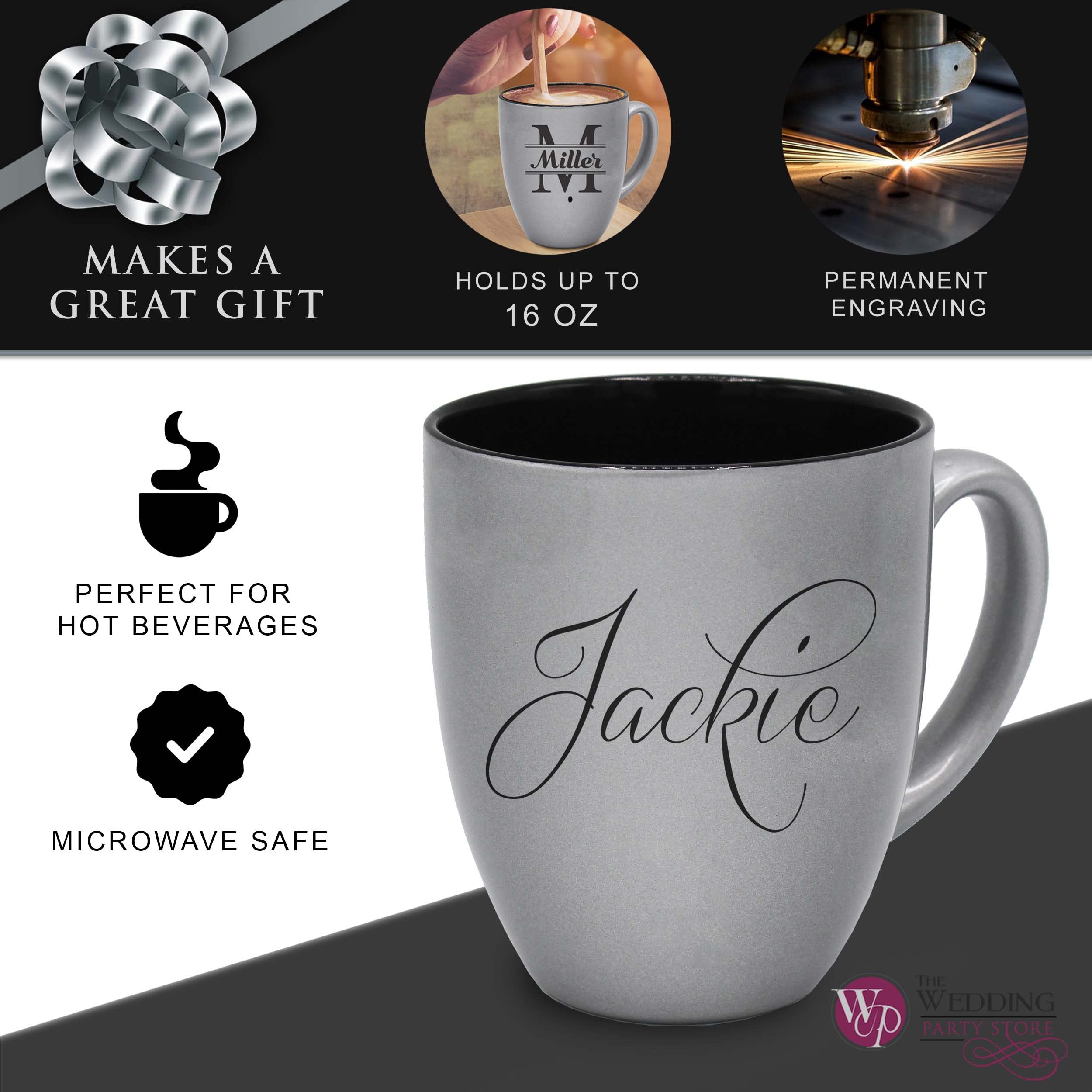 Personalized Engraved Coffee Latte Mug - Custom Silver Tea & Coffee Cup for Home, Office & Gifts - Perfect for Birthday, Anniversary & Holidays