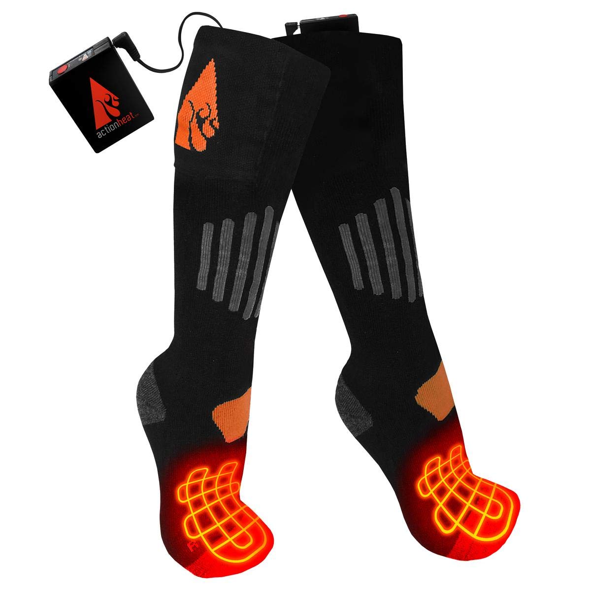 ActionHeat 3V Wool Rechargeable Battery Heated Socks for Men & Women - Winter Warm Thermal Footwear for Outdoor Activities, Hiking, Skiing & Cold Weather