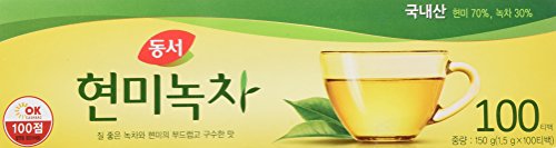 DONGSUH FOOD Brown Rice Green Tea - 3 Pack (1.5g x 100 Tea Bags) | Healthy Herbal Tea for Weight Loss & Relaxation | Perfect for Office, Home & Gift Giving
