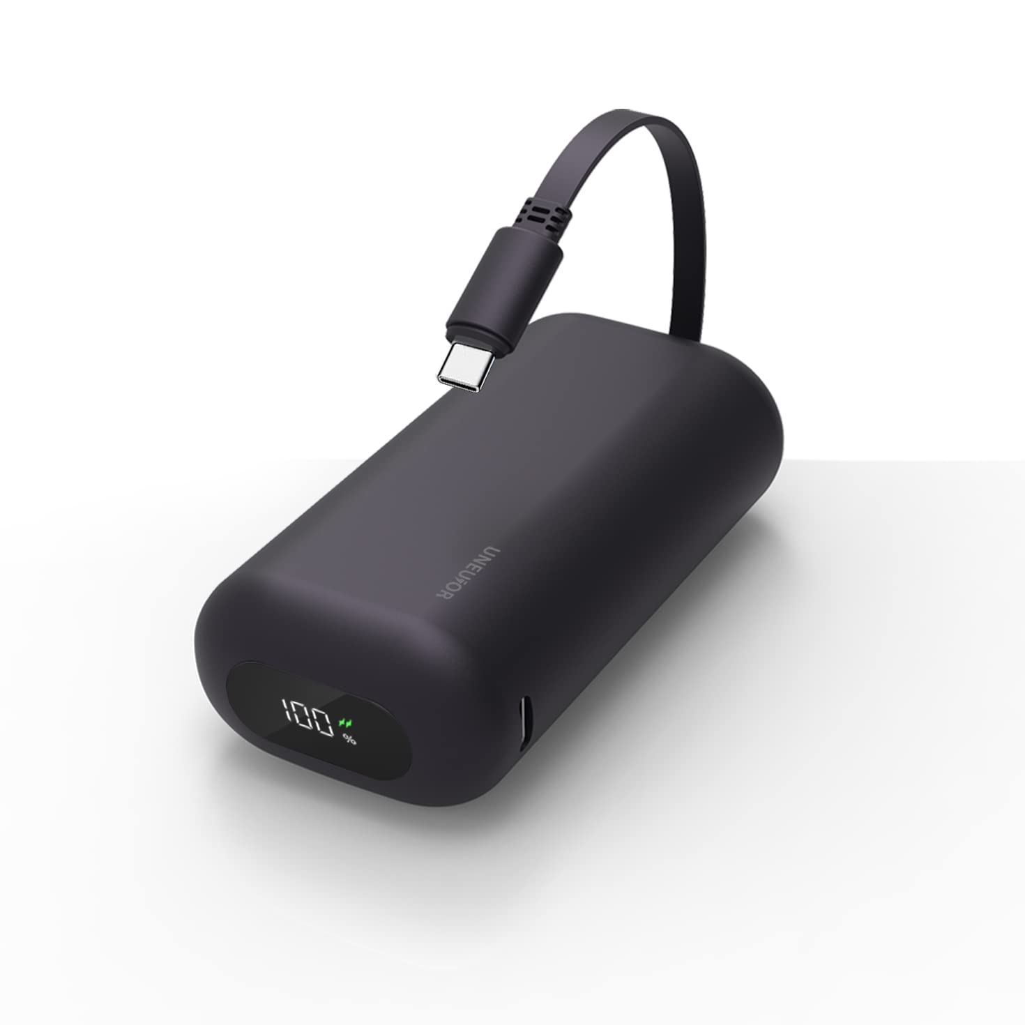 10000mAh Portable Charger with Built-in USB-C Cable - 18W PD Fast Charging Power Bank for iPhone 15/Pro/Plus, Samsung Galaxy S23/S22/S21 - Ultra Compact External Battery Pack for Travel, Camping & Emergency Charging (Black)