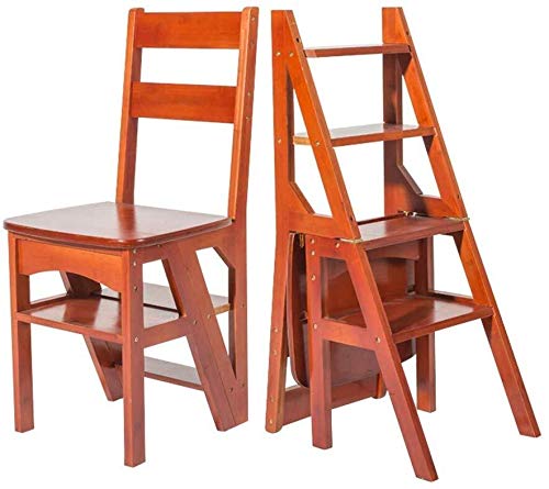 NEVKA 4-Step Foldable Bamboo Ladder Stool - Dual Use Step Stool and Climbing Ladder - Multi-Functional Brown Stool for Kitchen, Bathroom, and Home Organization - Perfect for Reaching High Shelves and Storage Spaces