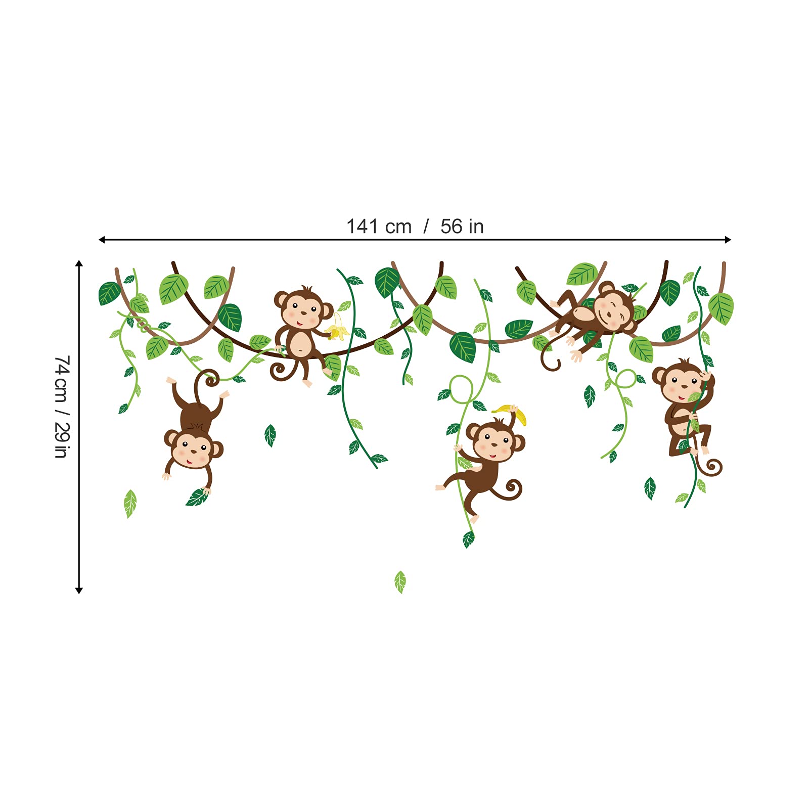 Decalmile Climbing Monkey Wall Decals - Safari Animal Stickers Set for Baby Nursery & Kids Bedroom Decor - Perfect for Jungle Themed Rooms and Playful Wall Art