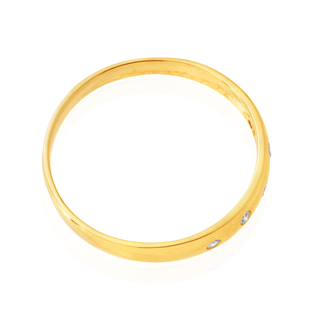 9ct Yellow Gold 0.05 Carat Diamond Ring with 5 Brilliant Cut Diamonds - Elegant Wedding Band, Anniversary Gift for Her, Perfect for Engagement & Special Occasions