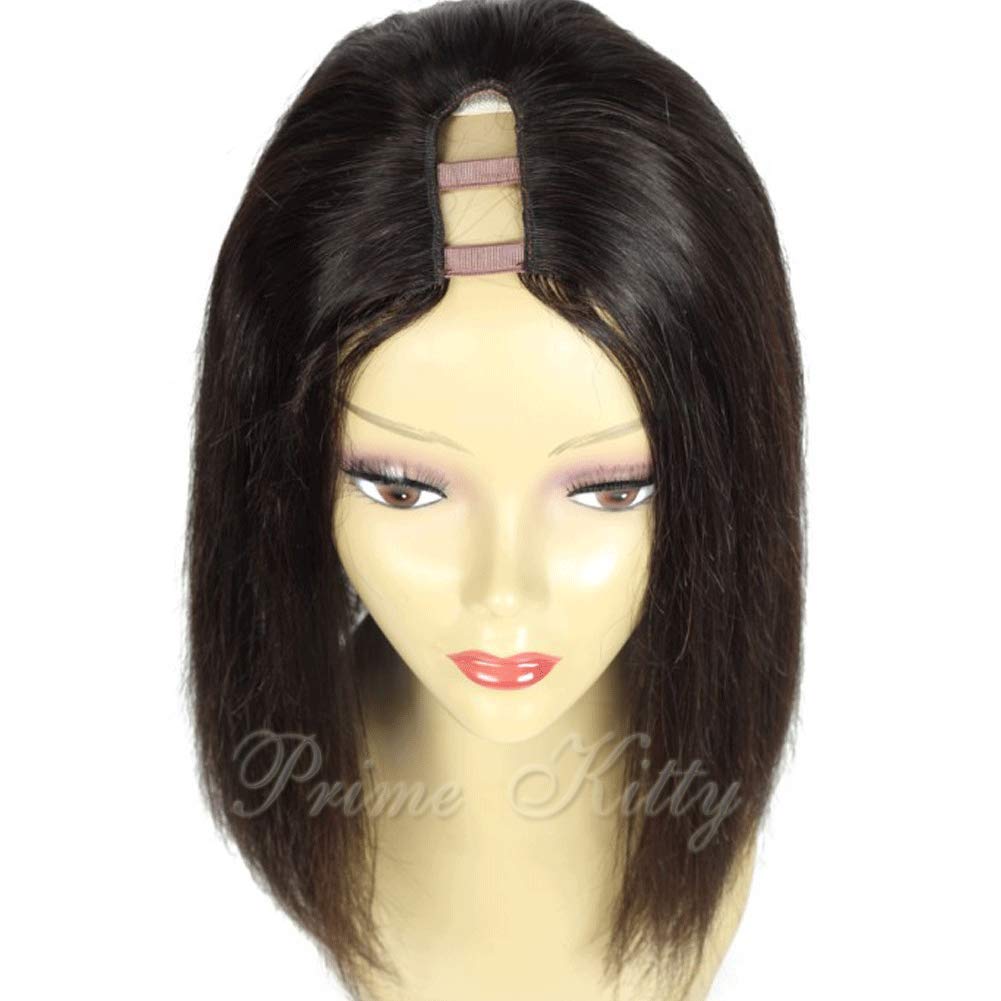 1X4 U Part Wig 100% Human Hair Wigs for Black Women - 9A Virgin Hair Straight Glueless Wigs (150% Density, 14 Inch, #1 Jet Black) - Silky Straight Natural Look for Daily Wear, Parties & Special Occasions