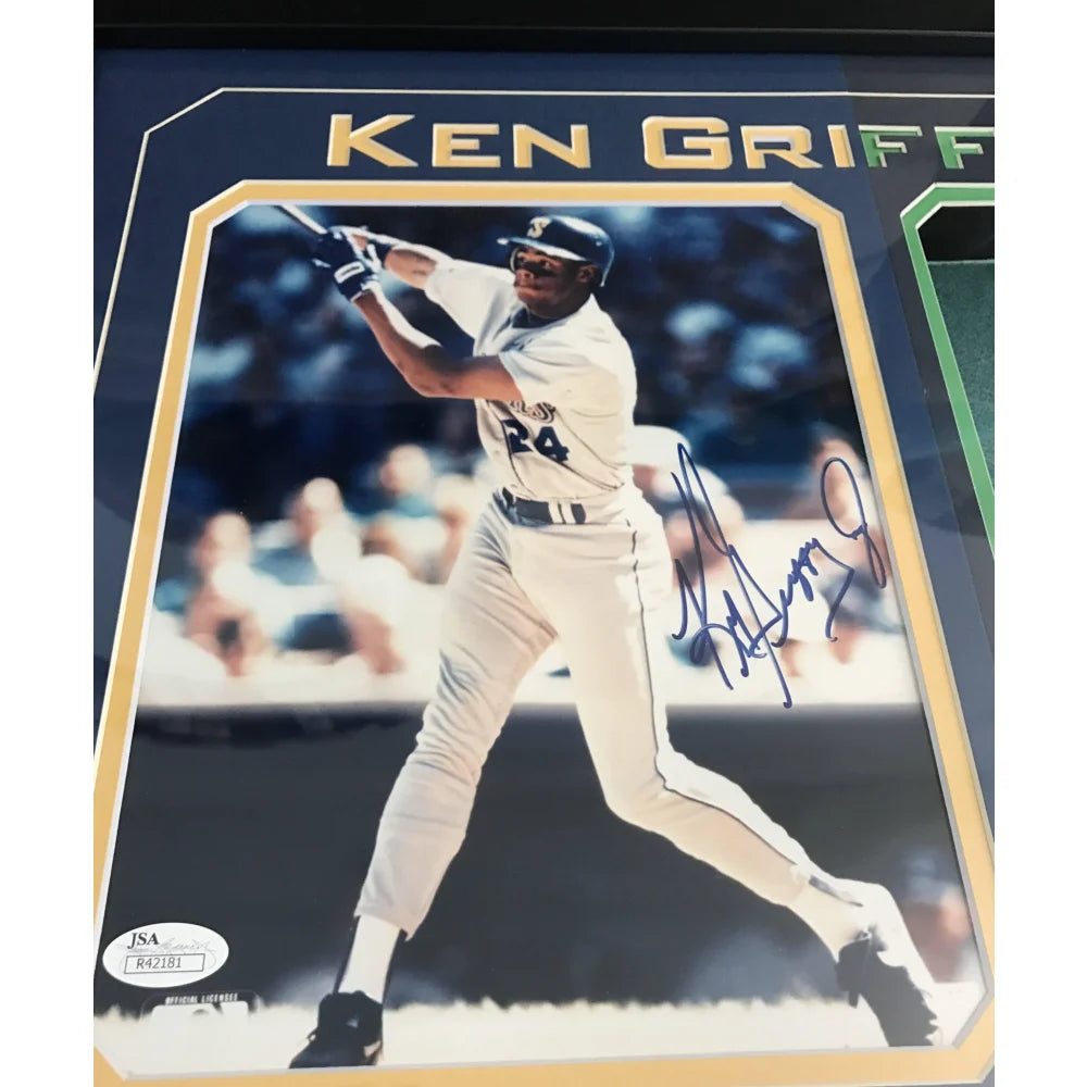 Ken Griffey Jr. Signed 8x10 Photo Collage Framed with JSA COA - Seattle Mariners Autographed Memorabilia - Perfect for Sports Collectors & Man Cave Decor
