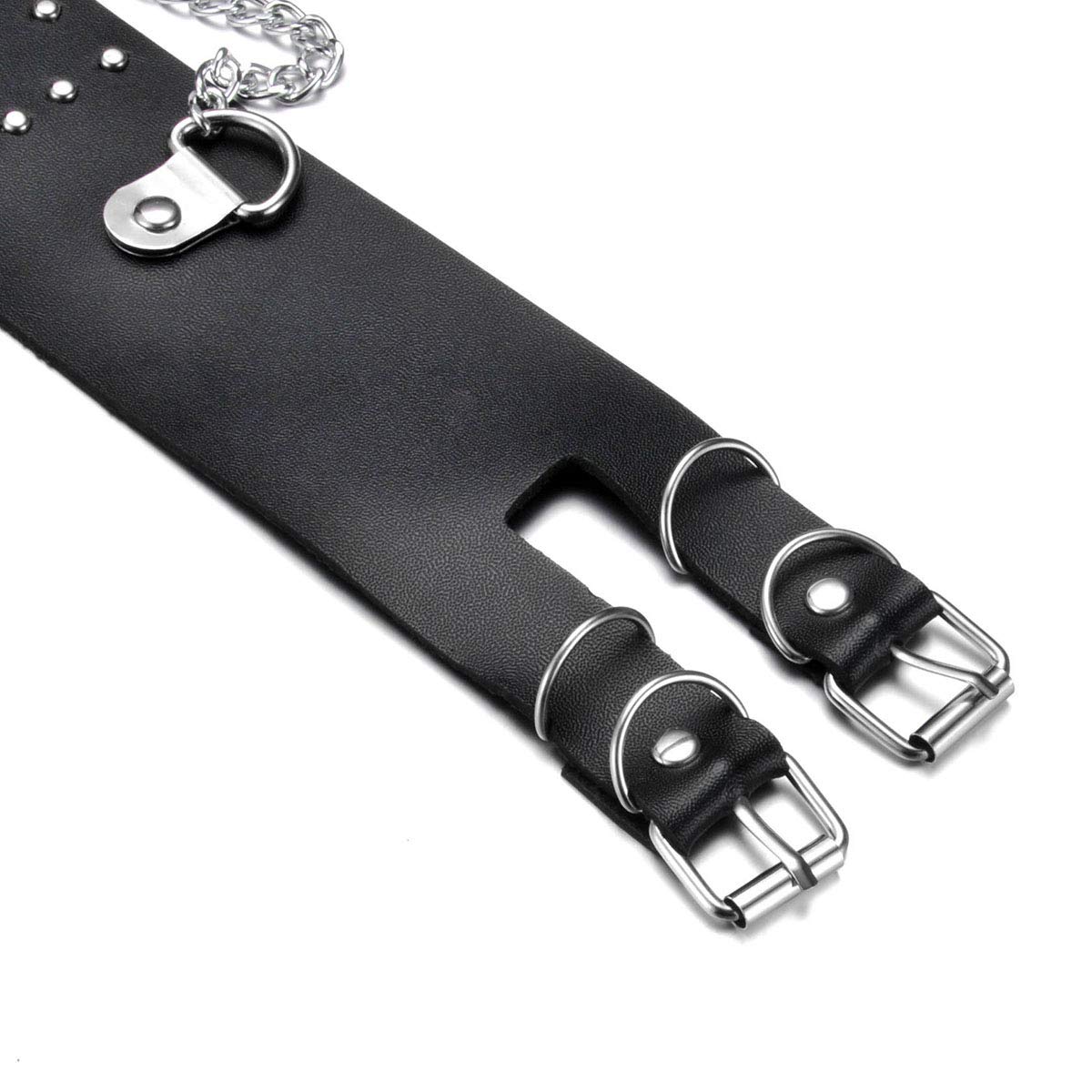 Eigso Punk Belts with O-Rings & Chains - Gothic Steampunk Style Adjustable Garter Straps for Women & Men - Perfect for Rock Concerts, Cosplay & Fashion Outfits