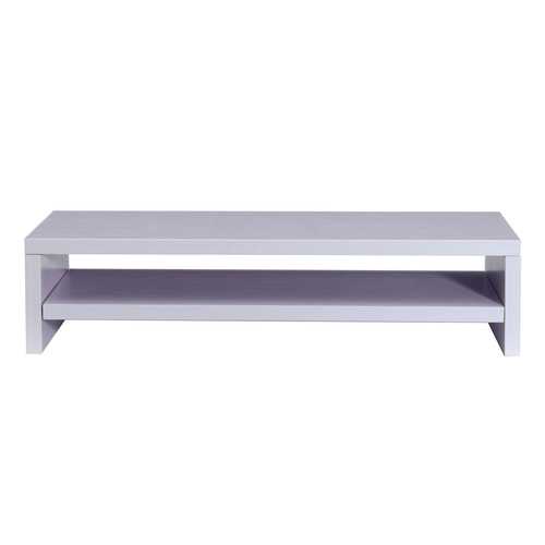 Black & White Wooden Monitor Stand Riser - Adjustable Desktop Shelf for Computer Monitors & Laptops - Perfect for Home Office & Workspace Organization