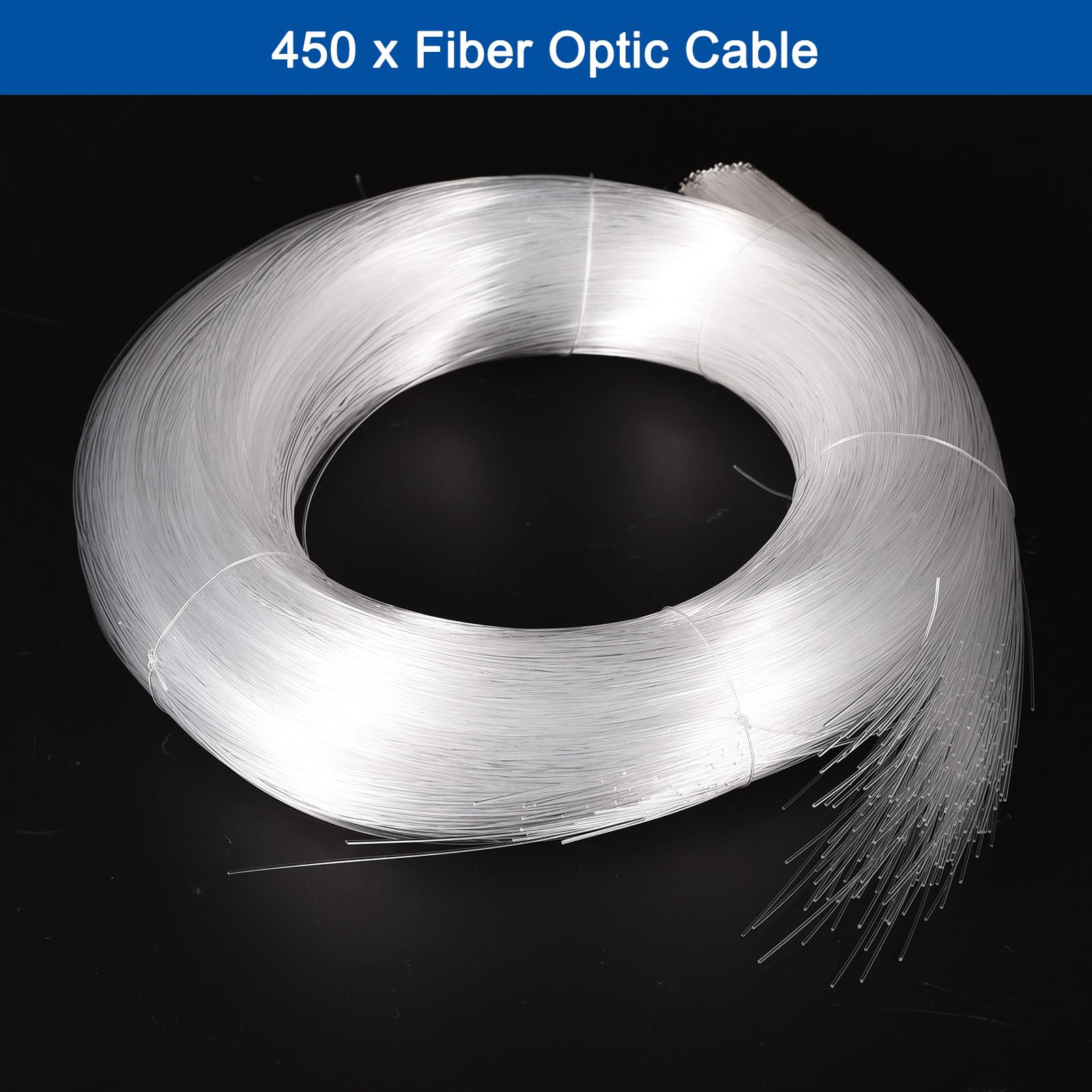 MECCANIXITY 550Pcs 13ft PMMA Mixed Fiber Optic Cable Kit - 0.03 Inch Side Glow LED Light Strands for Car Interior, Star Ceiling & Home Decoration - Perfect for DIY Atmosphere Lighting, Bedroom Decor, and Party Decorations