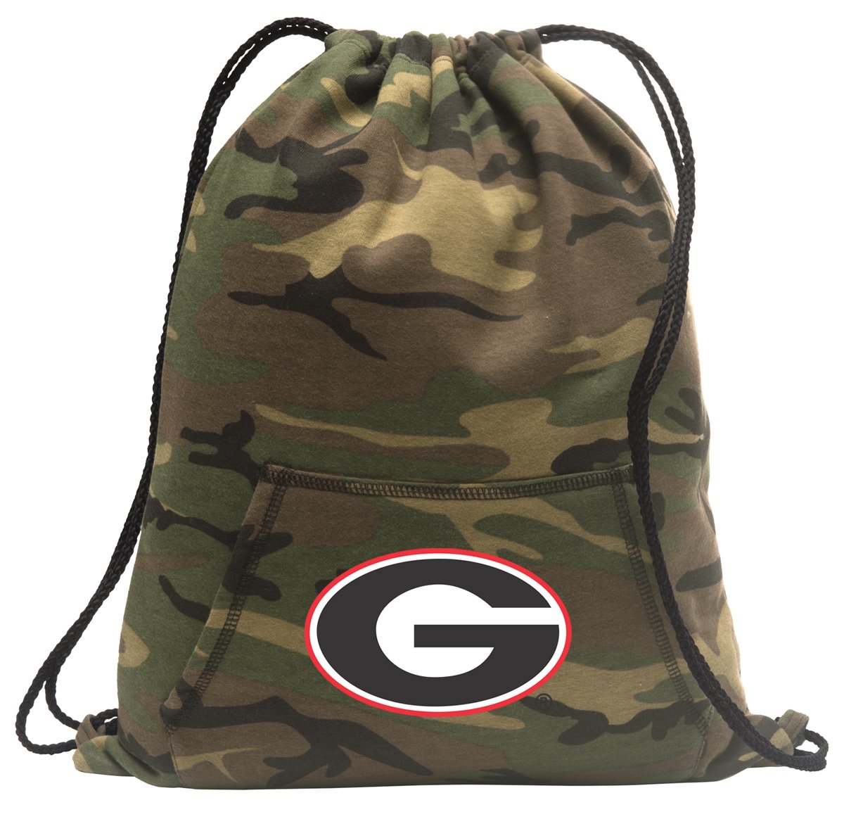Georgia Bulldogs Camo Cinch Bag - Adjustable Hooded Backpack for College, Tailgating & Outdoor Adventures
