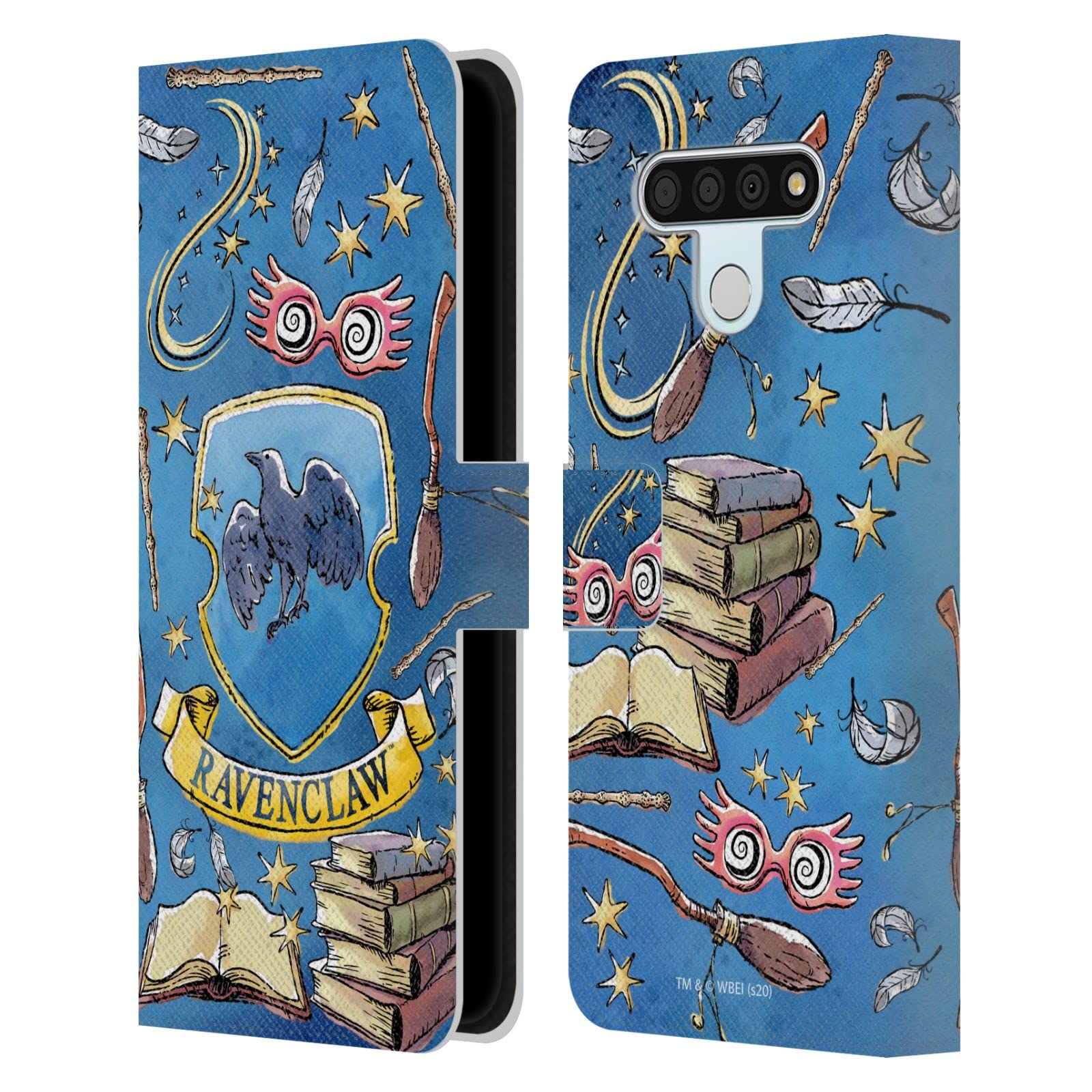 Harry Potter Ravenclaw Leather Book Wallet Case for LG Stylo 6 - Officially Licensed Deathly Hallows XIII Design, Perfect for School, Travel & HP Fans