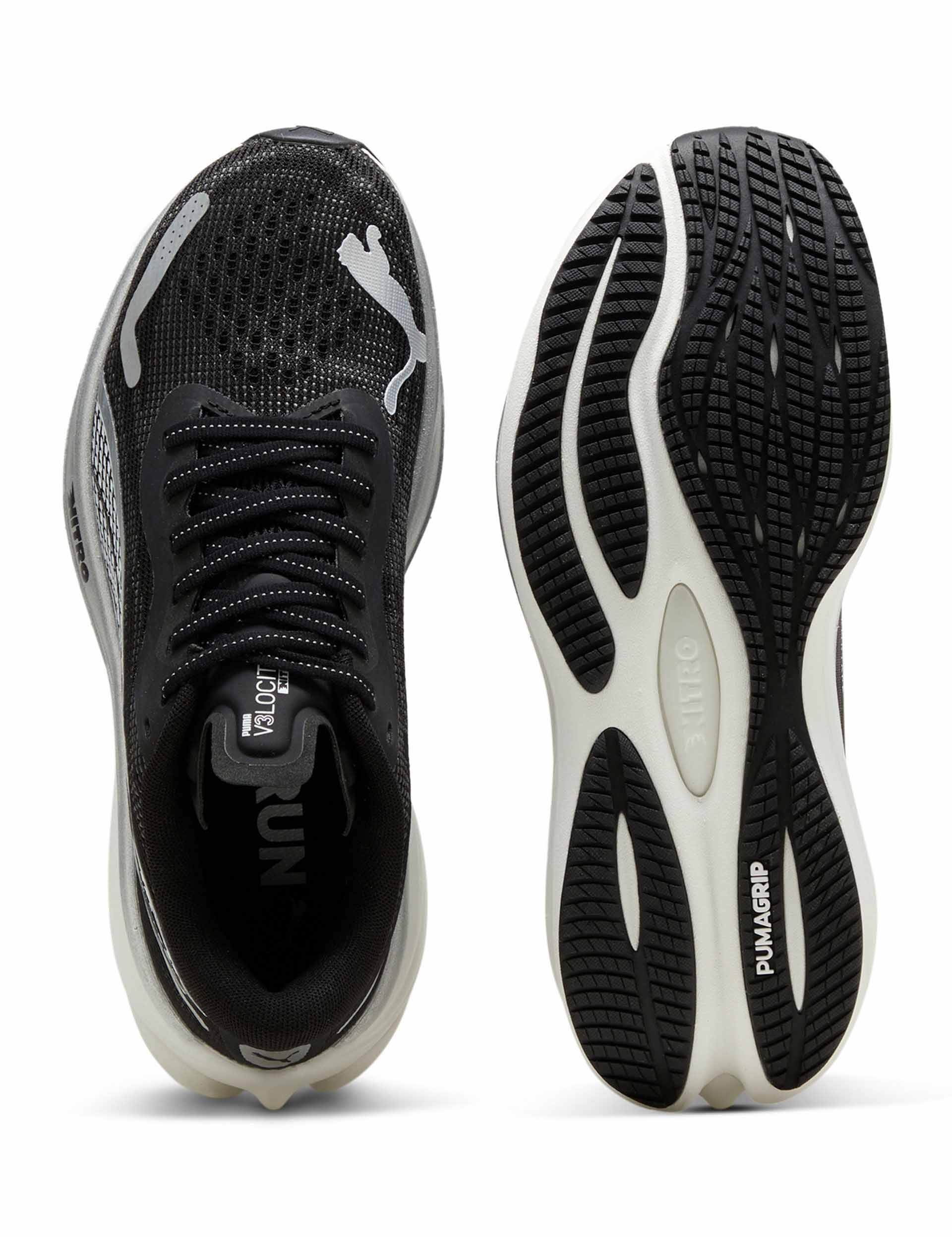 Velocity NITRO 3 Running Shoes for Men & Women - Lightweight Black/Silver/White Athletic Sneakers - Perfect for Jogging, Gym Workouts & Daily Wear