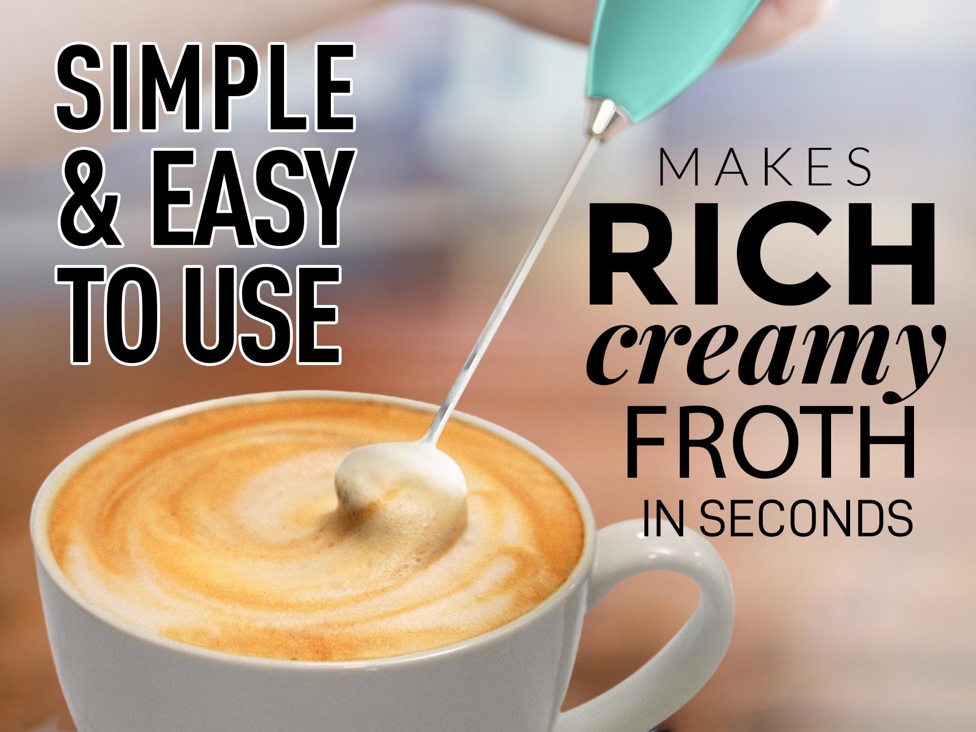 Premium Handheld Milk Frother with Upgraded Titanium Motor - Electric Whisk & Mini Mixer for Coffee, Latte, Cappuccino, Matcha, Hot Chocolate - Perfect for Home, Office & Cafe Use