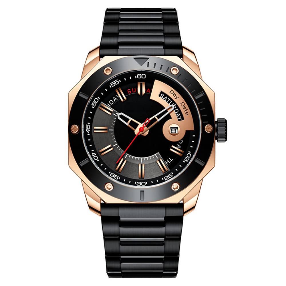 MENGBI Men's Waterproof Analog Quartz Watch with Stainless Steel Band - Business Calendar Wristwatch, 43mm Dial - Perfect for Office, Formal Events & Daily Wear