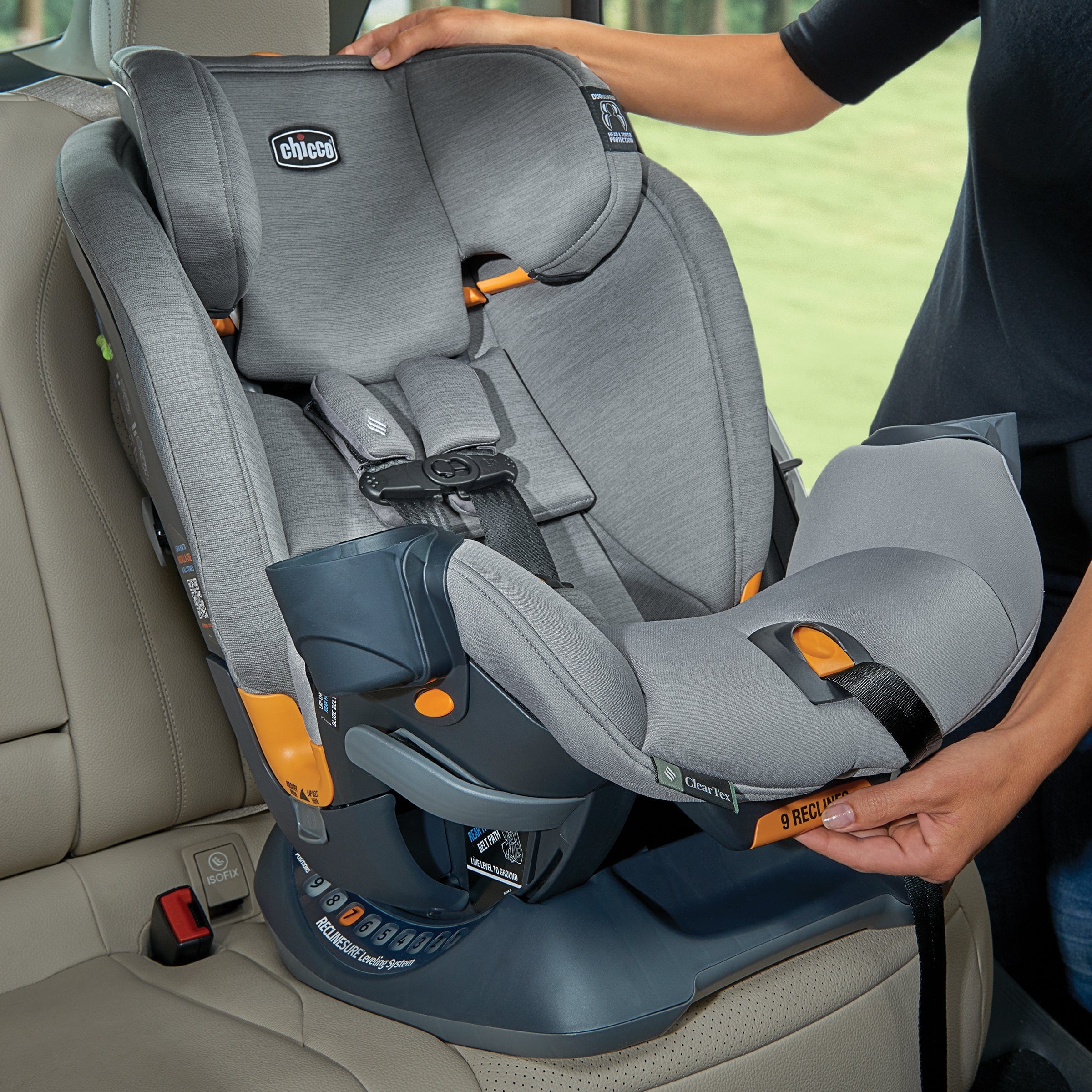 Chicco OneFit ClearTex All-In-One Convertible Car Seat for Infants to Toddlers - Safe & Comfortable for Travel, School & Family Road Trips