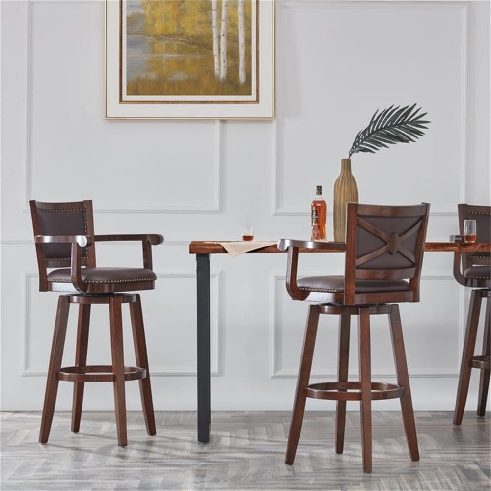 Boraam Broadmoor 50-Inch Extra Tall Swivel Bar Stool in Cappuccino - Perfect for Kitchen Islands, Breakfast Bars & Home Decor