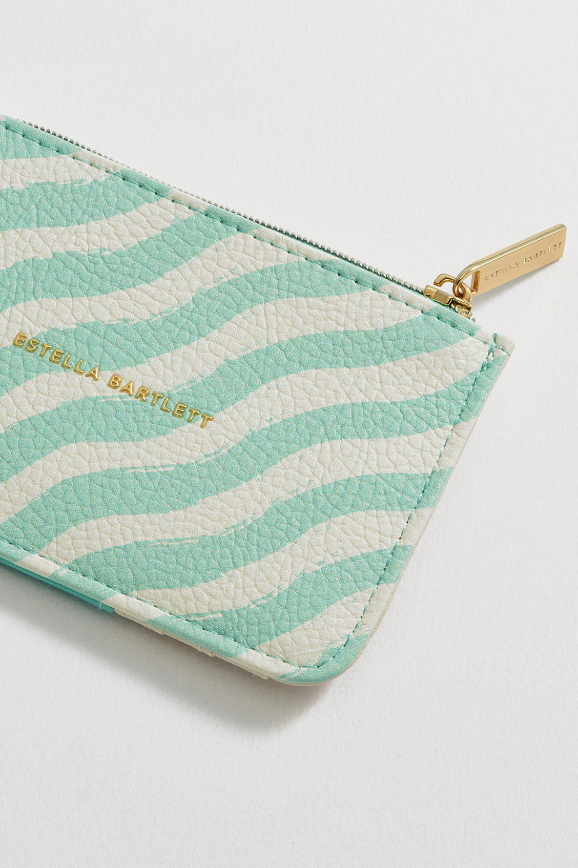Mint Green Wiggle Print Card Holder Wallet - Perfect for Organizing Credit Cards, IDs & Cash | Stylish & Compact for Everyday Use, Travel & Shopping
