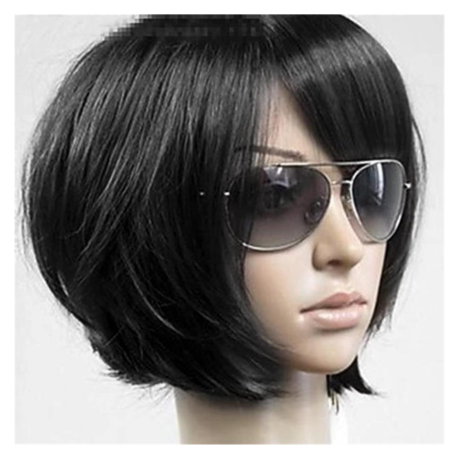 Premium WYH Human Hair Wigs for Women - Natural Brown Straight Short Synthetic Wig | Cosplay, Daily Wear & Special Occasions | 6 Colors Available (Black, 12in Stretched Length) | Freetress Style