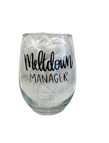 20oz Funny Wine Glass for Mom - Meltdown Manager & Elementary Teacher Gift - Perfect for Mother's Day, Teacher Appreciation & Relaxing at Home - Jemley
