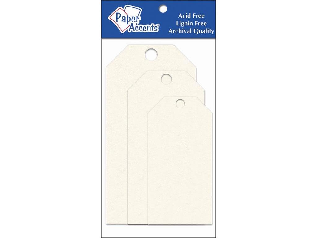 Accent Design Paper Tags for Crafts - Assorted Sizes (25 Pieces, Cream Color) | Perfect for Scrapbooking, Gift Wrapping & DIY Projects