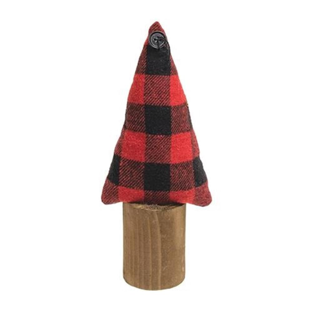 Buffalo Check Christmas Tree on Stump 9.5ft - Rustic Plaid Holiday Decor for Living Room, Farmhouse & Cozy Winter Home Decoration