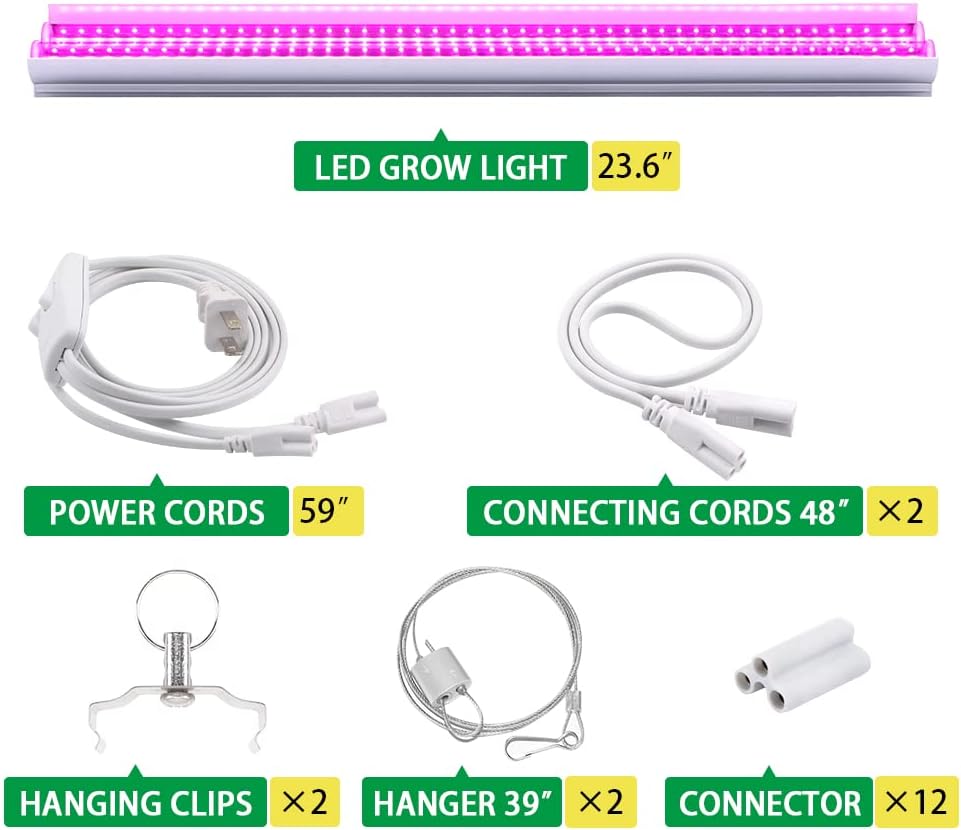 4FT T5 LED Grow Light - 60W Dual Spectrum (Red & White) Full Plant Growth Lamp for Hydroponics, Seedlings & Indoor Gardening | Energy Efficient Greenhouse Lighting Solution | SKU: 25046819