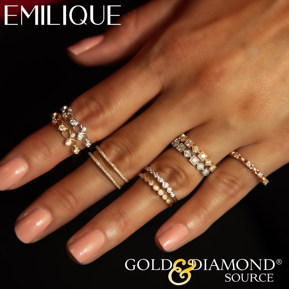14KT Gold 1/5 CTW Diamond 2 Row Open Ring for Women - Elegant Stackable Band Ring for Engagement, Wedding, Anniversary or Everyday Wear