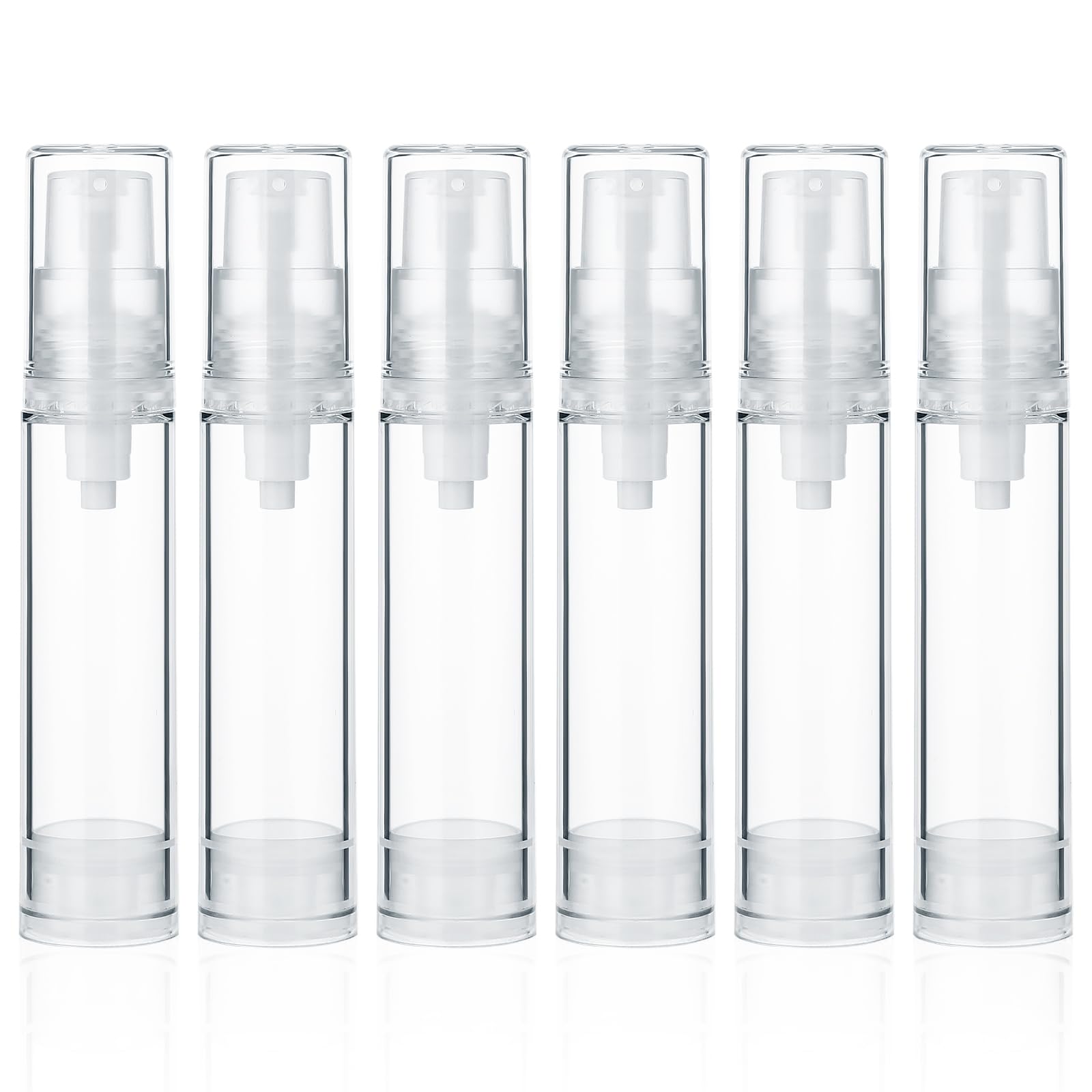 6-Pack Molain Vacuum Lotion Bottles - 5ml/10ml Clear Refillable Airless Pump Containers for Travel, Foundation & Toiletries | Perfect for Cosmetics, Skincare & Mini Beauty Products On-The-Go