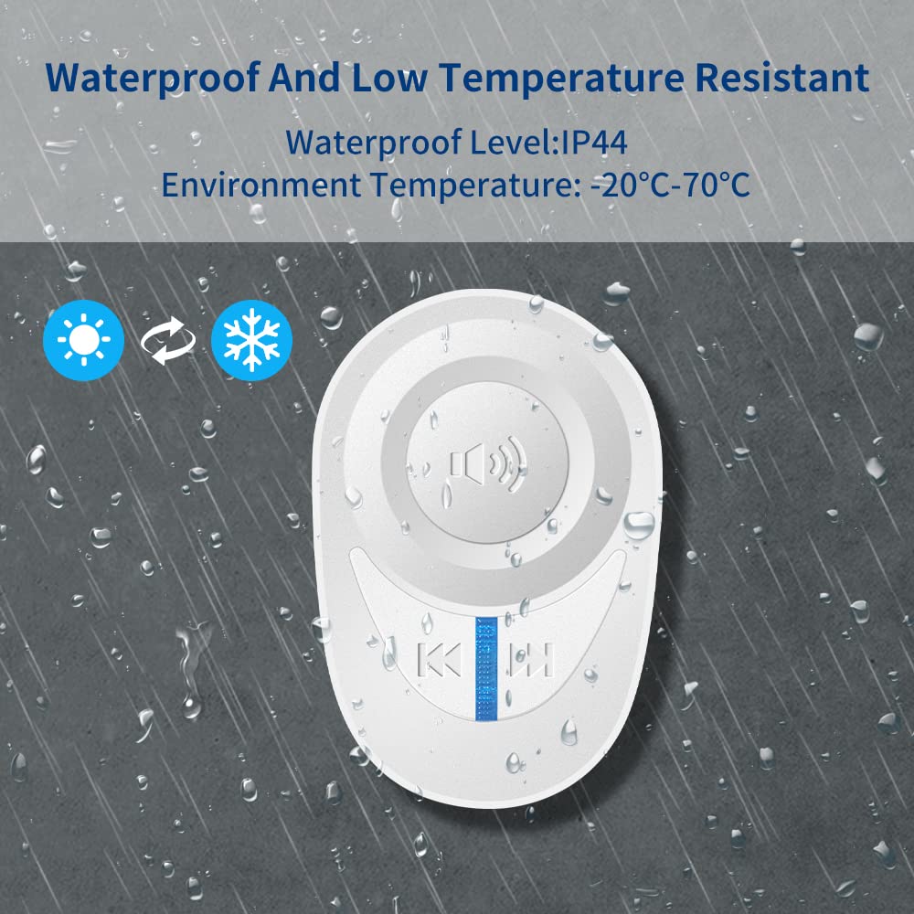 Wireless Doorbell with 1000 Ft Range, 97db Volume & Mute Mode - 48 Melodies, Waterproof, Easy Installation for Home, Classroom, Office, Bedroom (White) - Perfect for Apartments, Schools, and Elderly Care