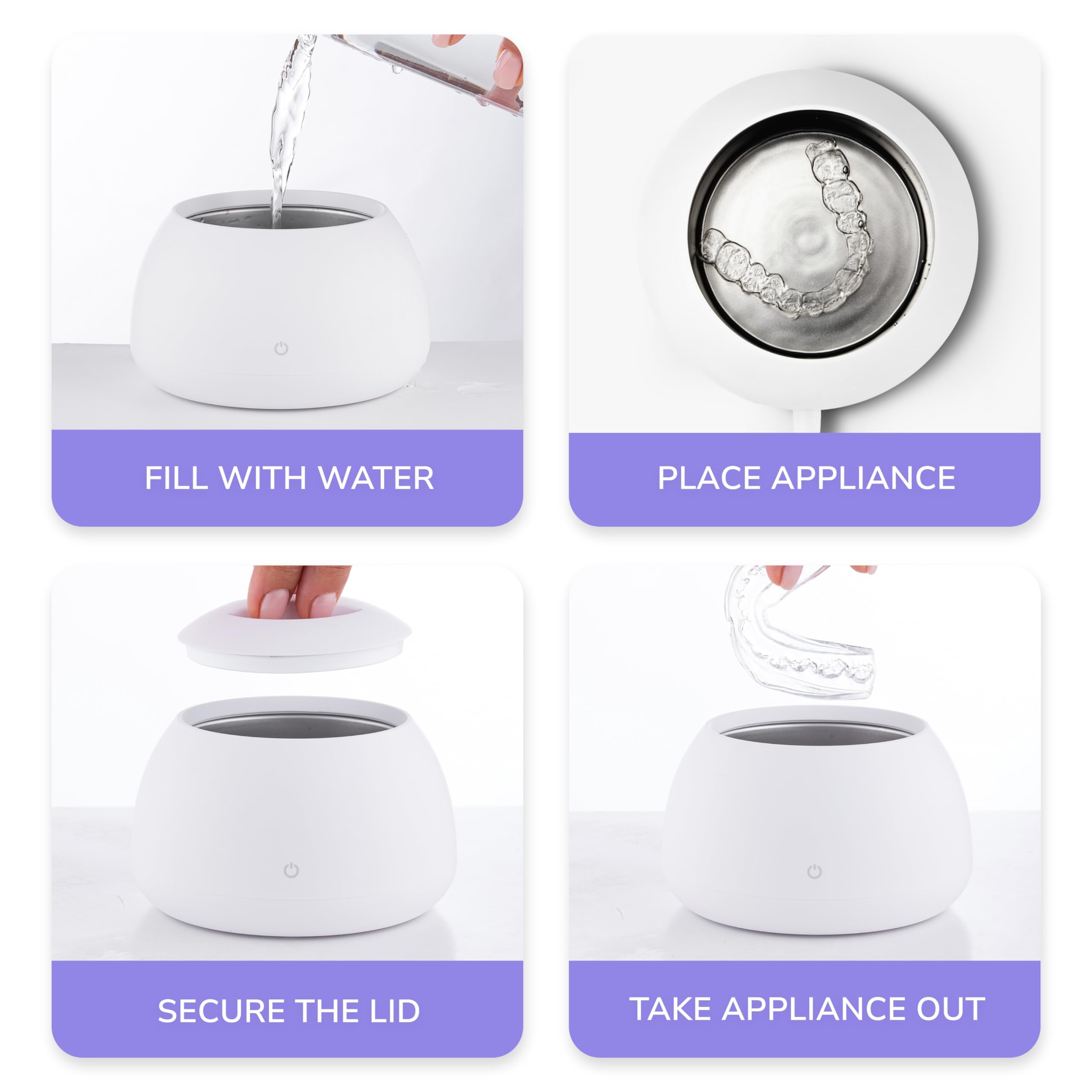 Zima Dental Pod Ultrasonic Cleaner for Retainers, Aligners, Night Guards & Dentures | Arctic White | FSA & HSA Eligible | Deep Cleaning for Oral Care | Perfect for Travel, Home & Office Use